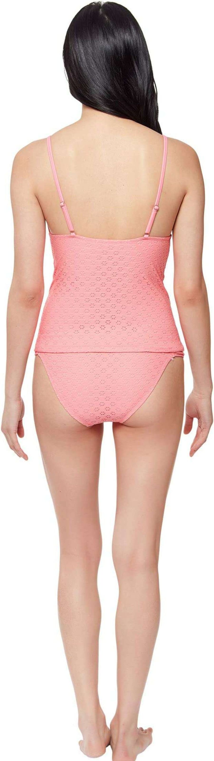 Swimwear * | Jessica Simpson Sweet Tooth Solids Tie Front Tankini Top