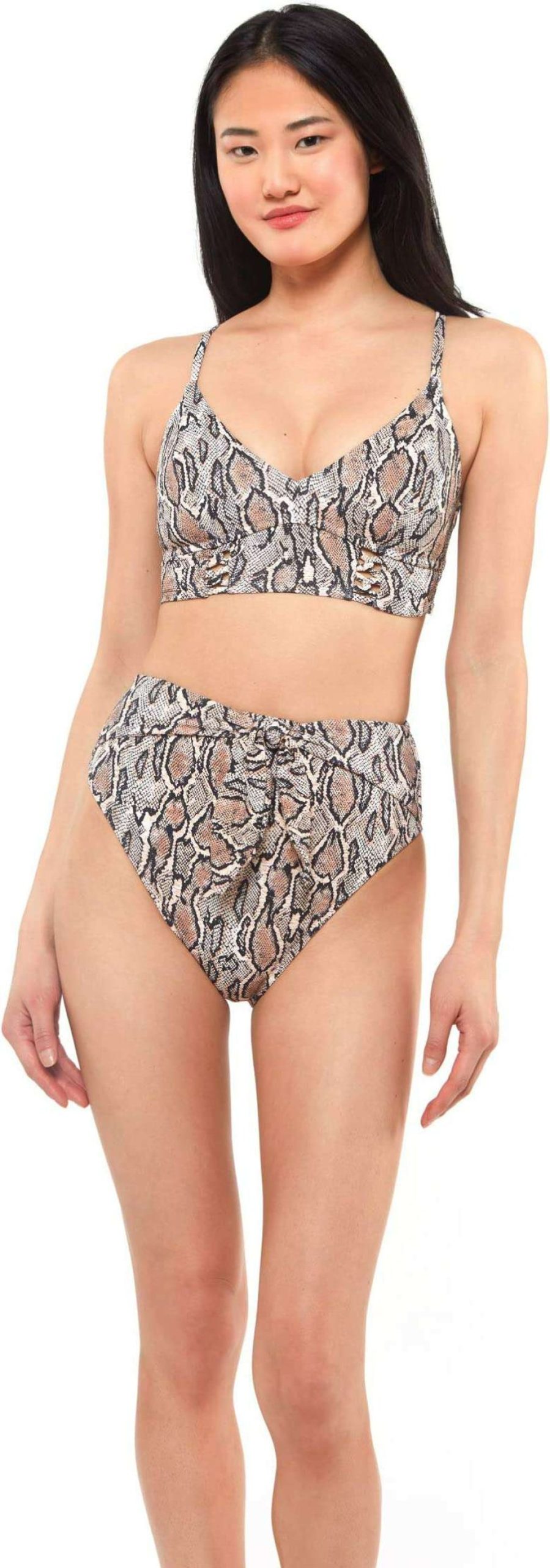 Swimwear * | Jessica Simpson Snake Charmer High-Waist Tie Bottoms