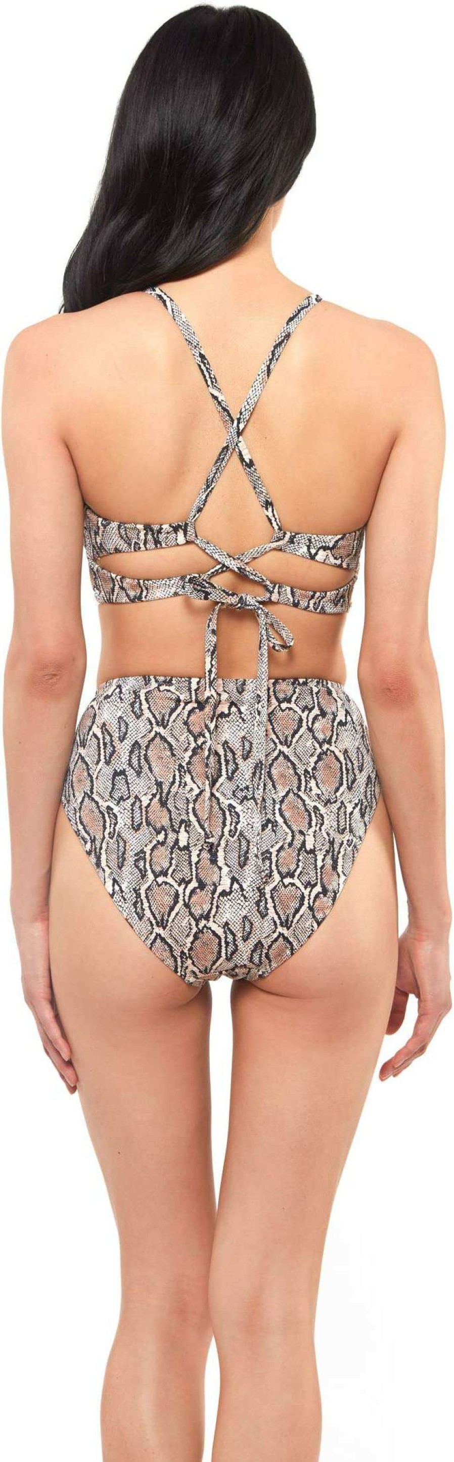 Swimwear * | Jessica Simpson Snake Charmer High-Waist Tie Bottoms