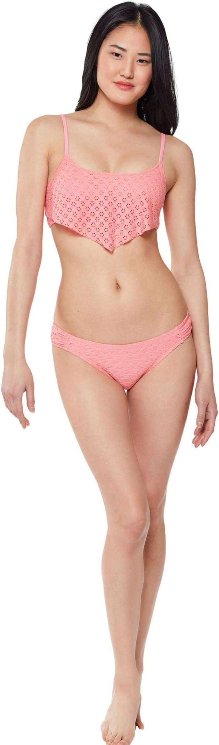 Swimwear * | Jessica Simpson Sweet Tooth Solids Side Shirred Hipster Bottoms