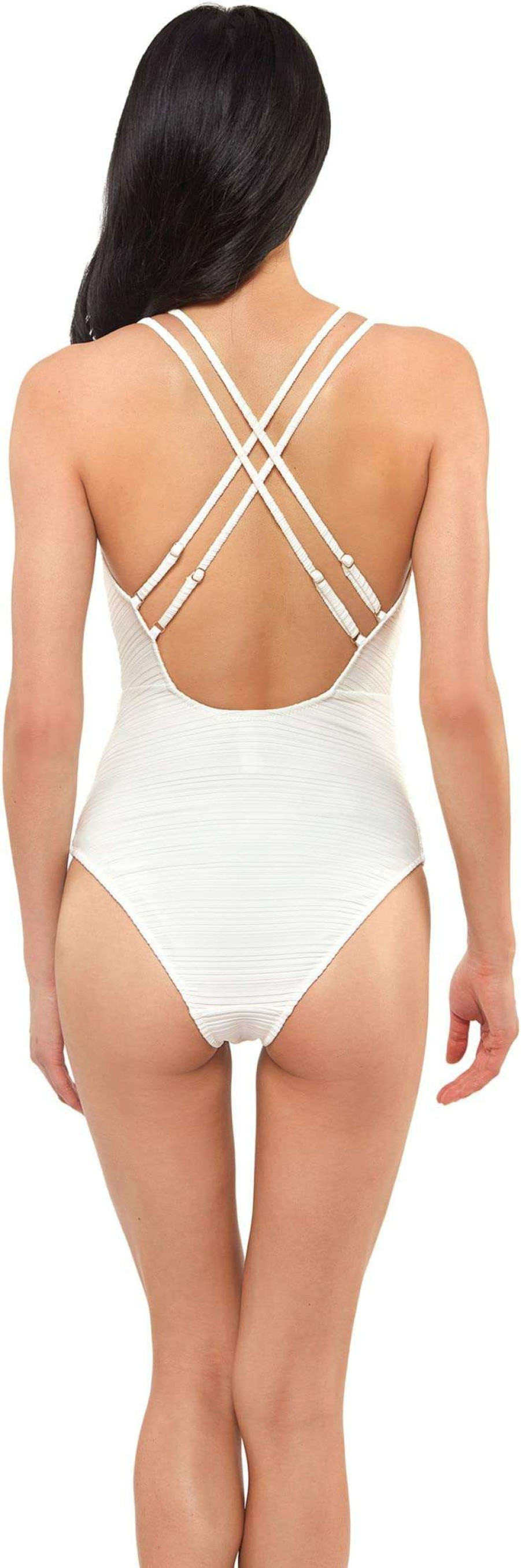 Swimwear * | Jessica Simpson Double Strap Plunge One-Piece