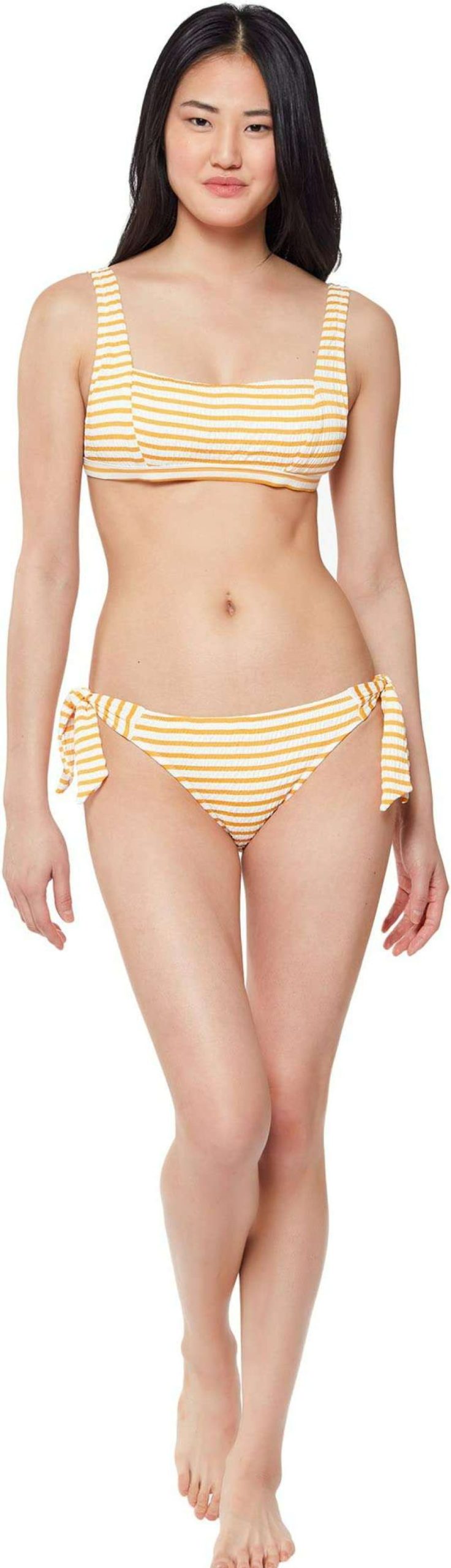 Swimwear * | Jessica Simpson Sunshine Stripe Thick Stripe Retro Bra Top