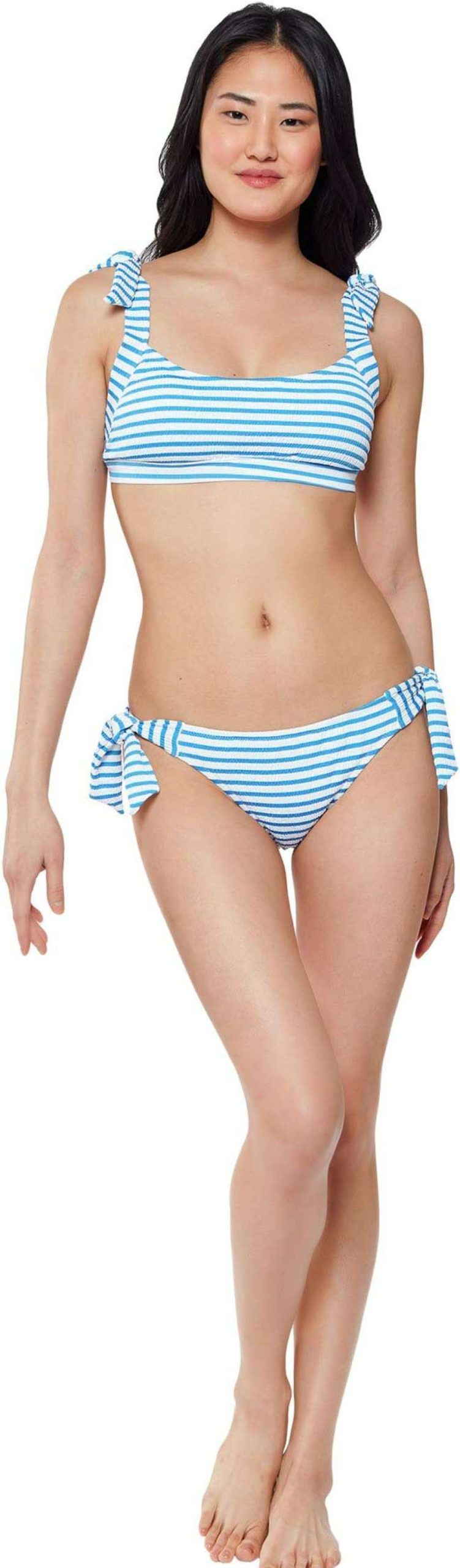 Swimwear * | Jessica Simpson Sunshine Stripe Tie Side Hipster Bottoms