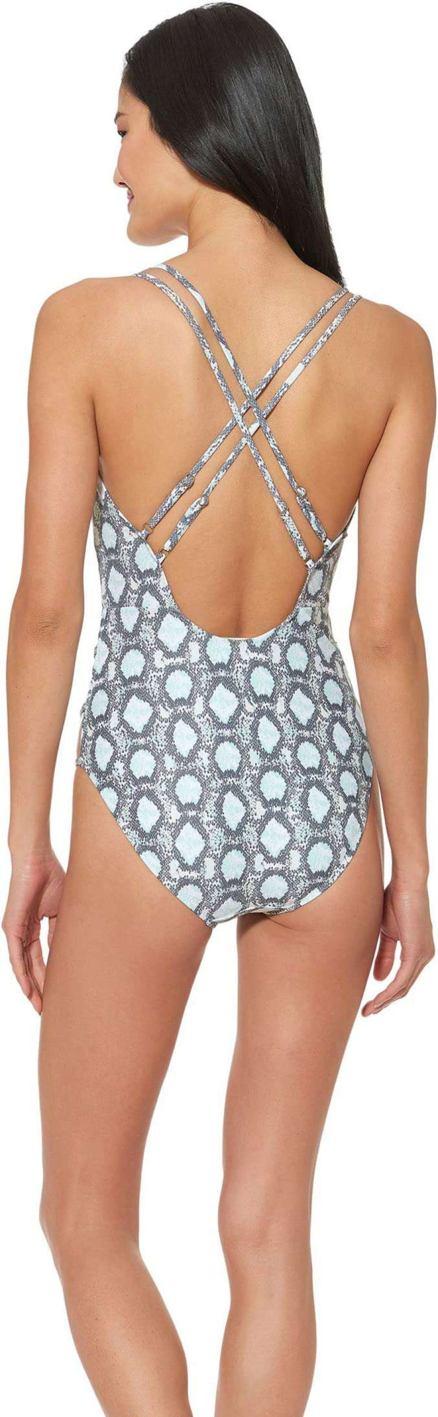 Swimwear * | Jessica Simpson Snake Eyes Cross Strap Plunge One-Piece